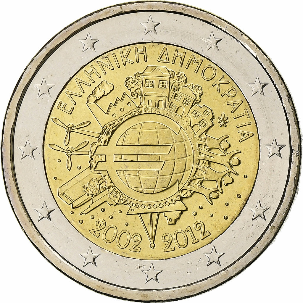 Grécko,
2 eurá,
Euro 2002-2012