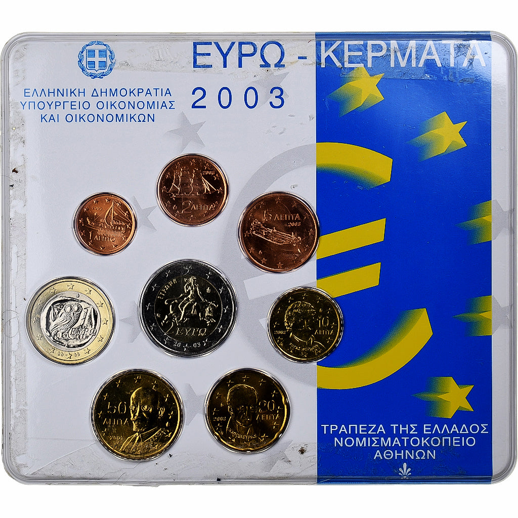 Grécko,
Setze 1 ct. - 2 eurá,
Münzkaarte.FDC