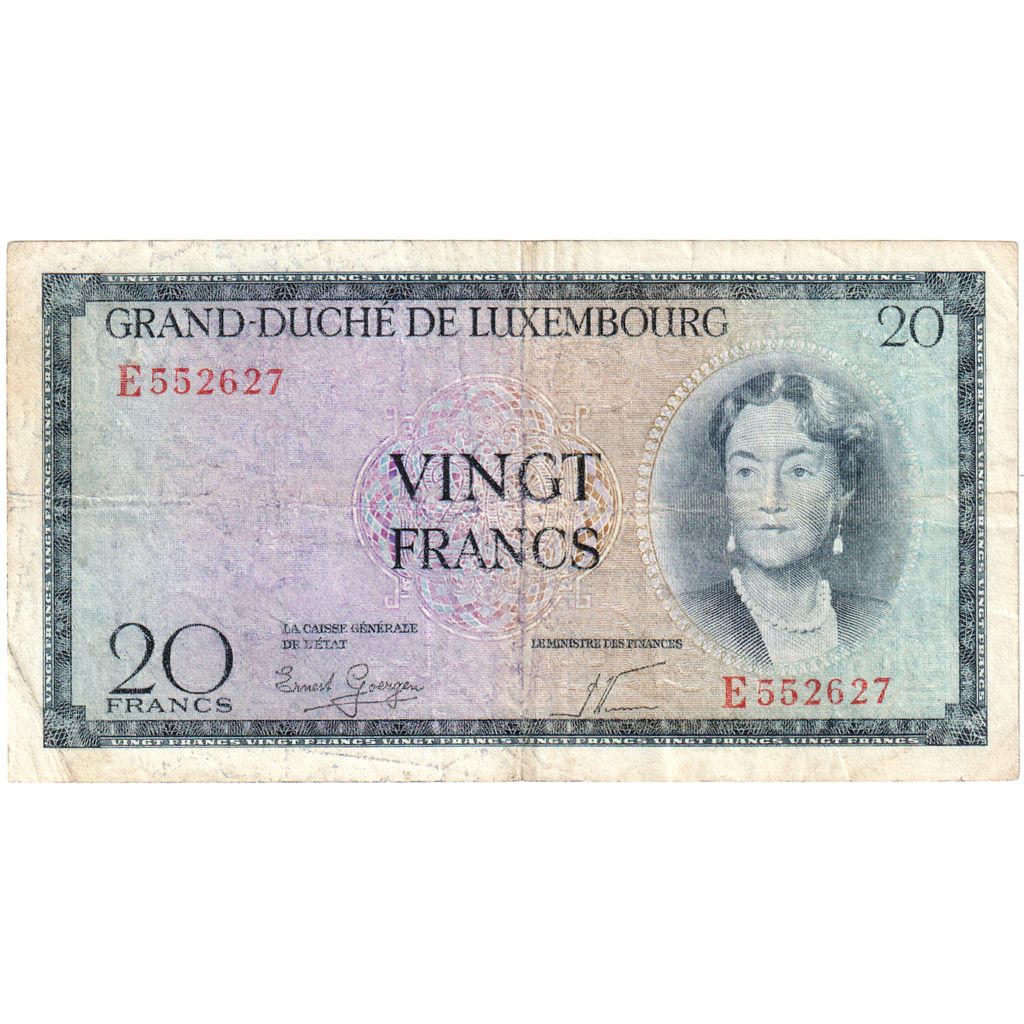 Luxembursko,
20 frankov,
VF (30-35)