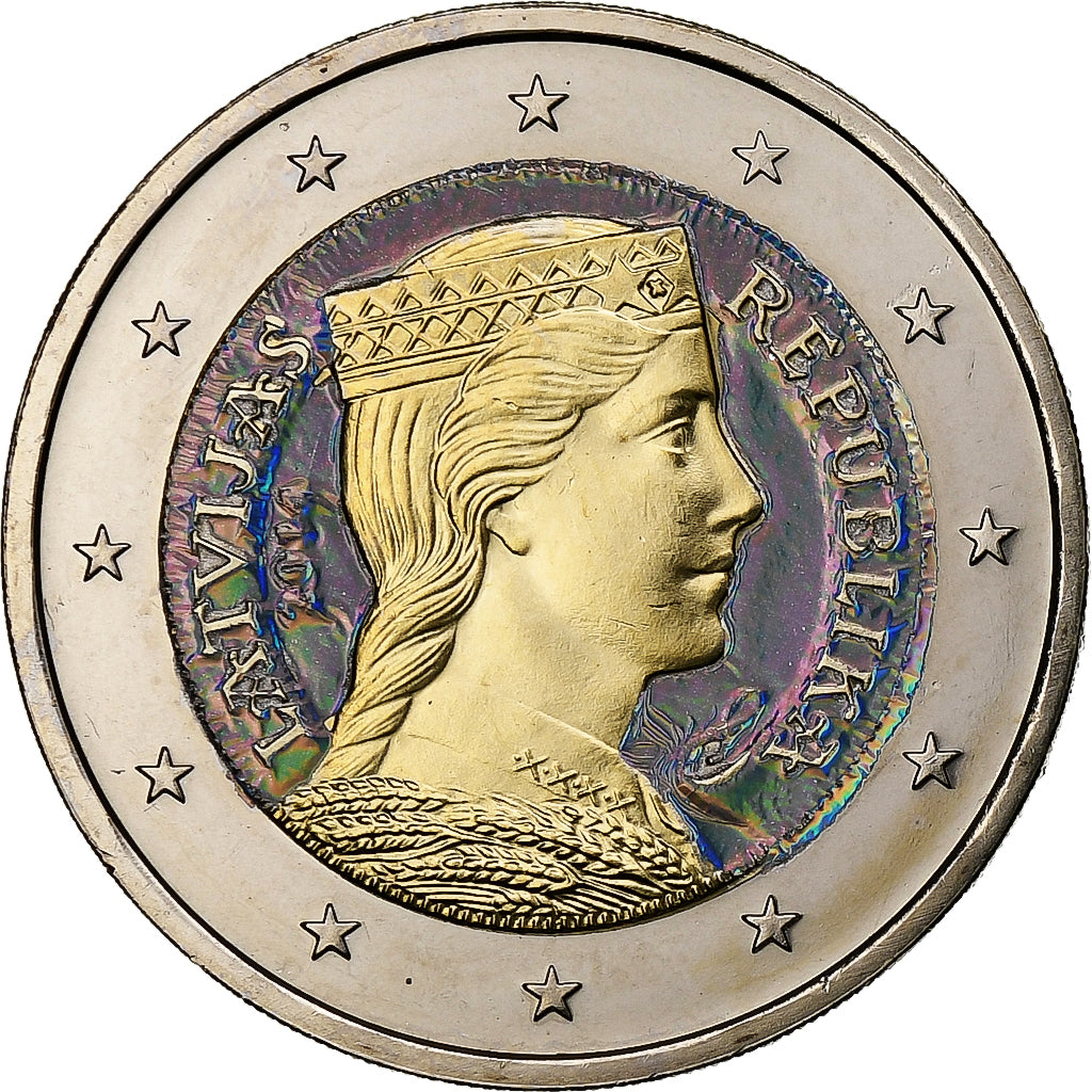 Lotyšsko,
2 eurá,
Irisierend