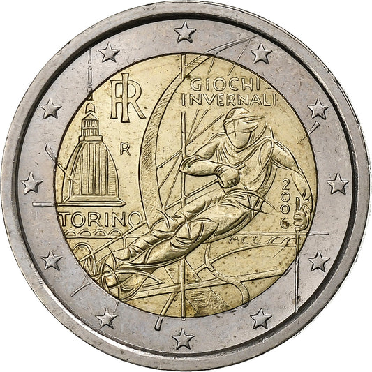 taliančina, 
  
  2 eurá, 
  
  Olympische Winterspiele 2006 – Turín