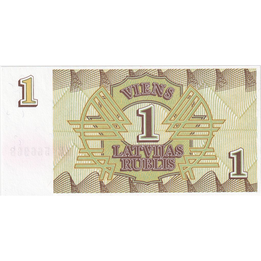 Lotyšsko,
 
 1 rubeľ,
 
 1992