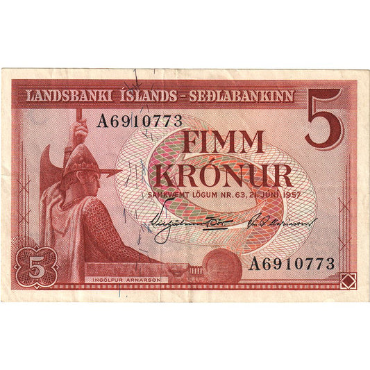 Island,
 
 5 korún,
 
 21. júna 1957