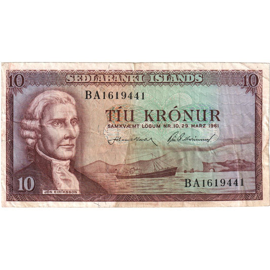 Island,
 
 10 korún,
 
 29. marca 1961