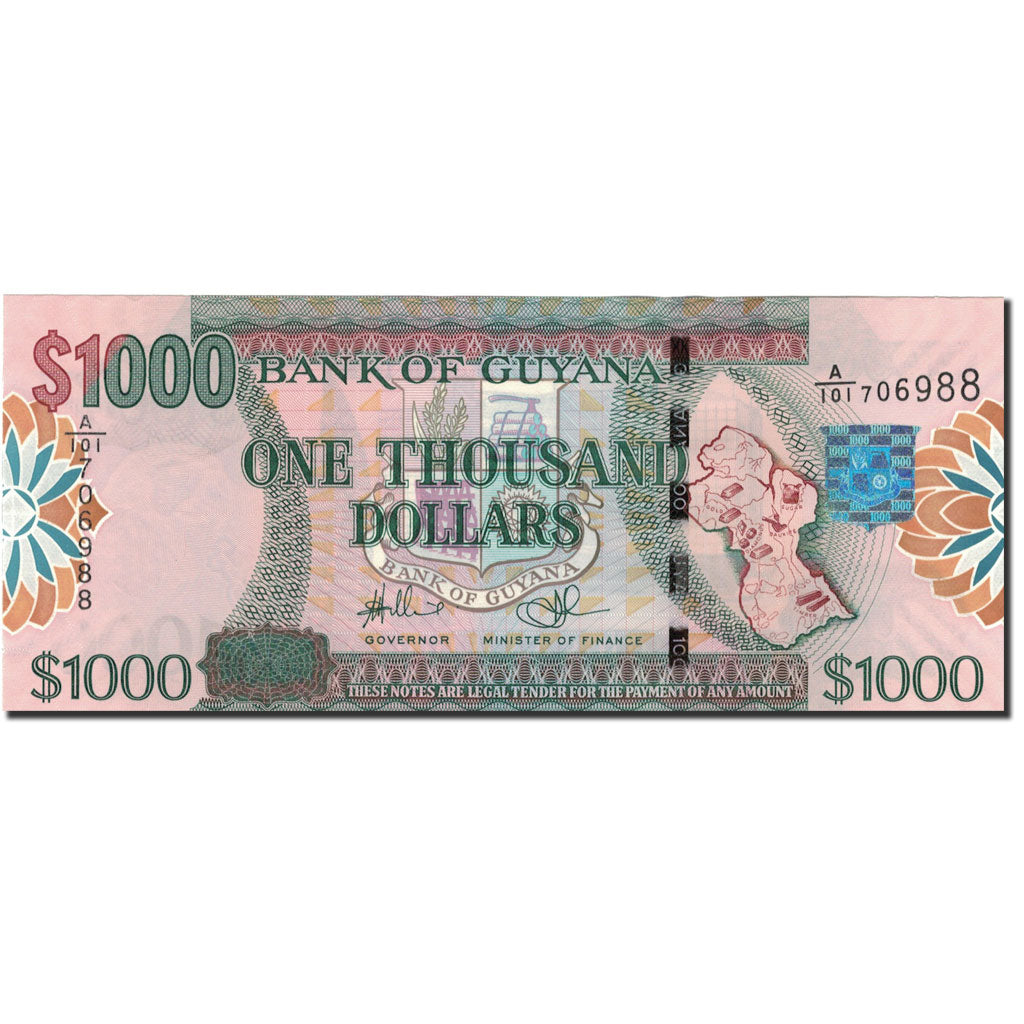 bankovka,
 
 Guyana,
 
 1 000 dolárov