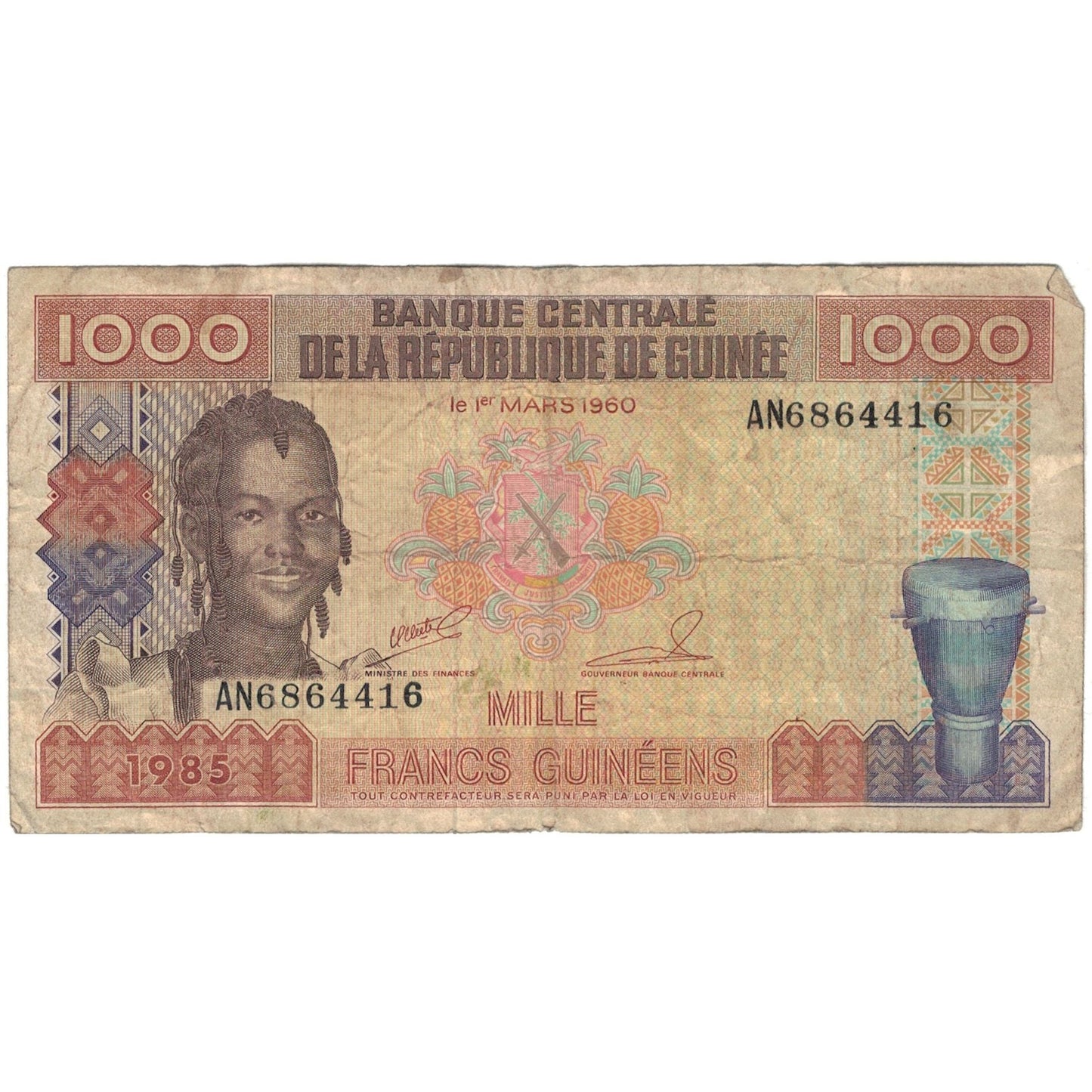 bankovka,
 
 Guinea,
 
 1000 frankov